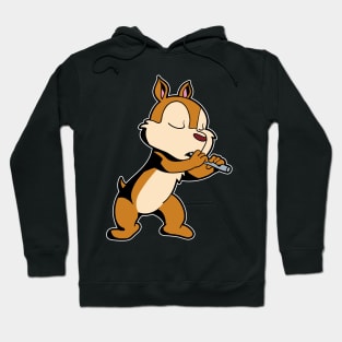 Cartoon chipmunk playing flute Hoodie